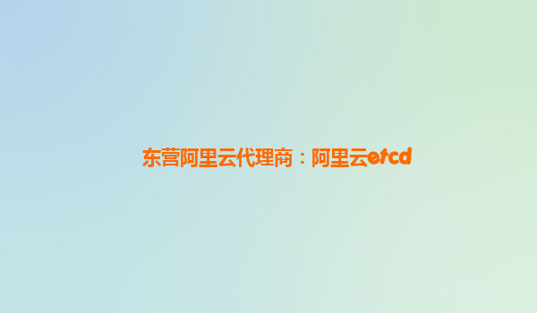 東營阿里云代理商：阿里云etcd